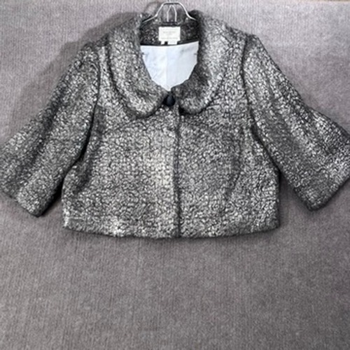 Kate Spade Metallic Gray Cropped Boucl Jacket